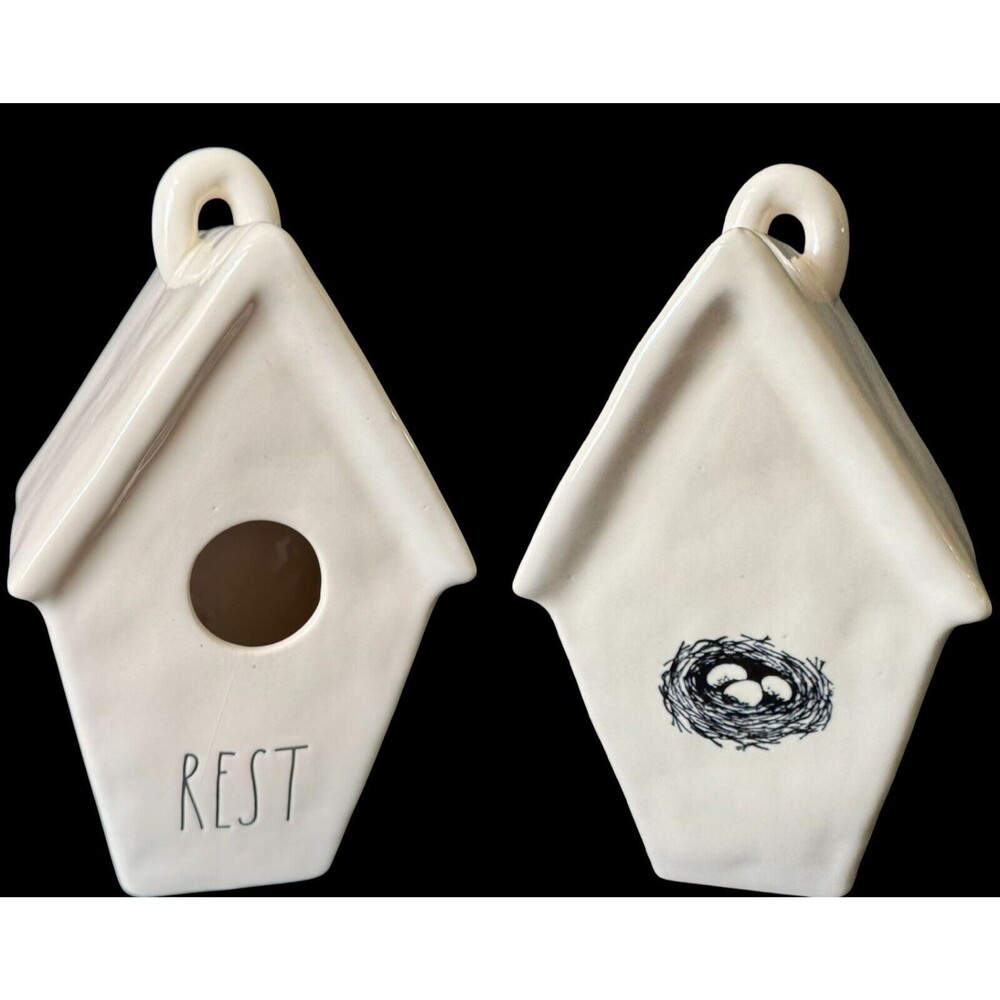 Rae Dunn Birdhouse REST Slant Glossy White LL 2 Sided Rubber Stopper Entry Door